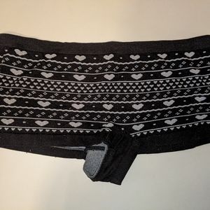Tarea black heart print boyshorts panties